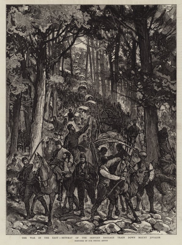 La Guerra en el Este, Retiro del Tren de Equipajes Servio por el Monte Jovalor de Joseph Nash