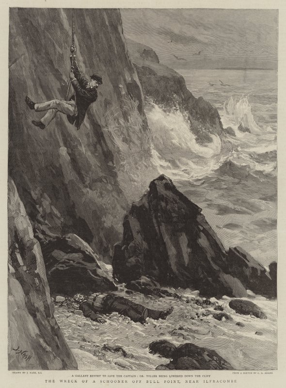 El naufragio de una goleta cerca de Bull Point, cerca de Ilfracombe de Joseph Nash