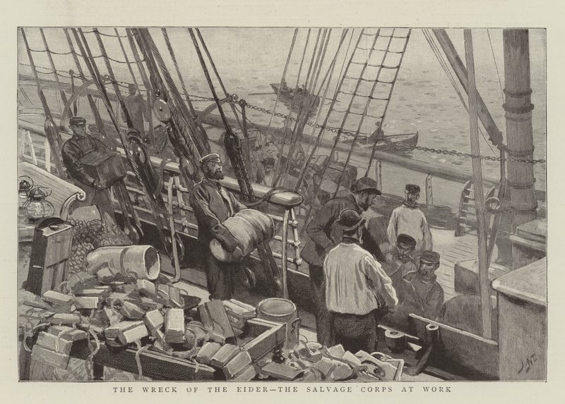 El naufragio del Eider, el cuerpo de salvamento en acción de Joseph Nash