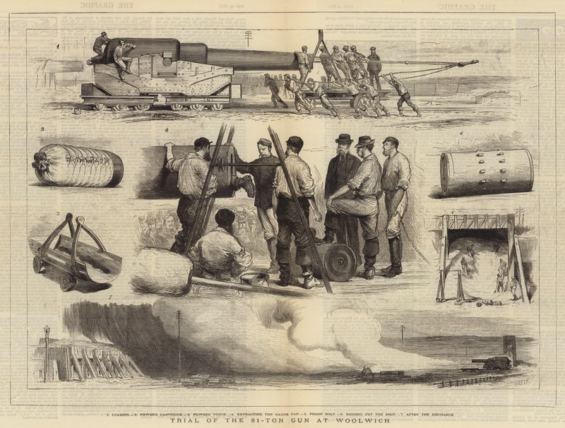 Prueba del cañón de 81 toneladas en Woolwich de Joseph Nash