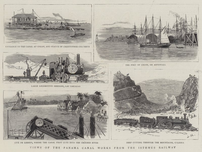 Vistas de las Obras del Canal de Panamá desde el Ferrocarril del Istmo de Joseph Nash