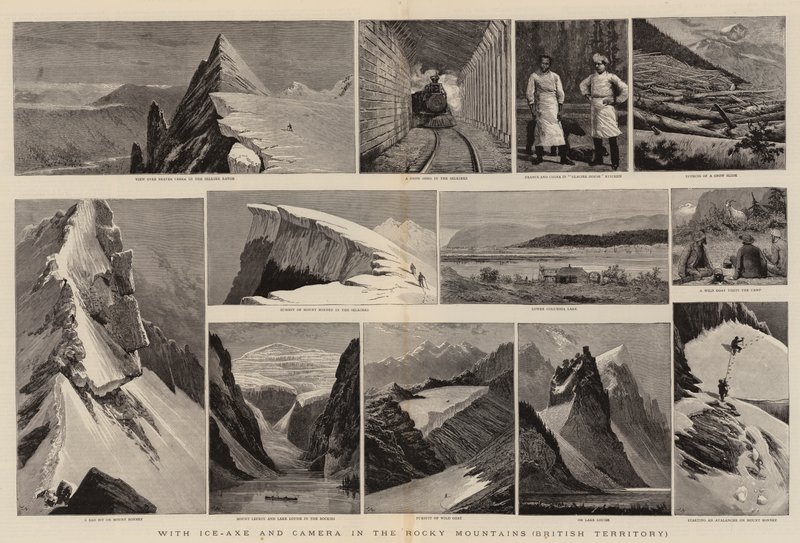Con piolet y cámara en las Montañas Rocosas, Territorio Británico de Joseph Nash