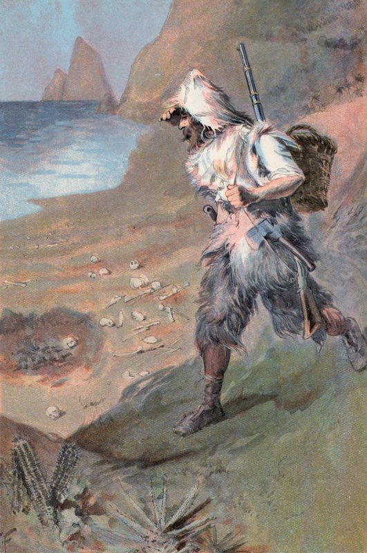 Robinson Crusoe: Estoy llena de horror (color litho) de Joseph (after) Finnemore