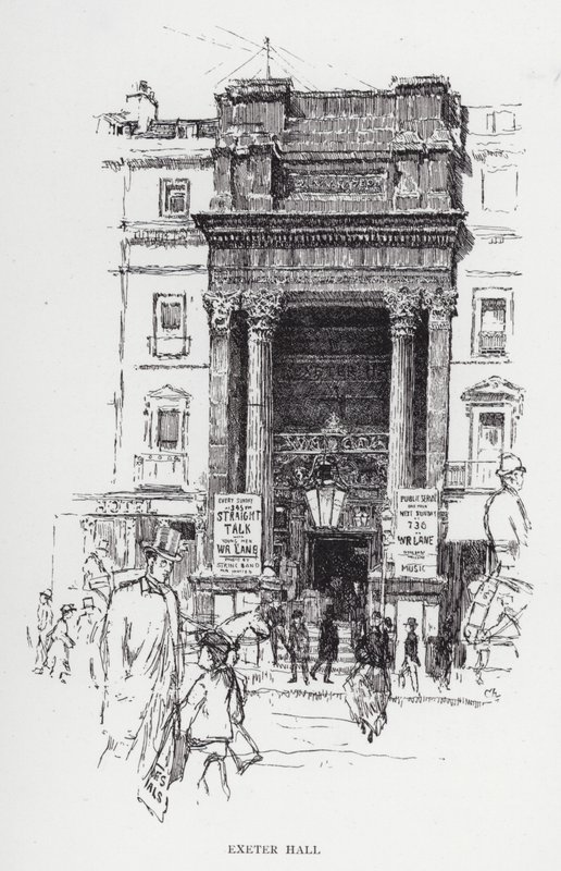 Exeter Hall de Joseph (after) Pennell