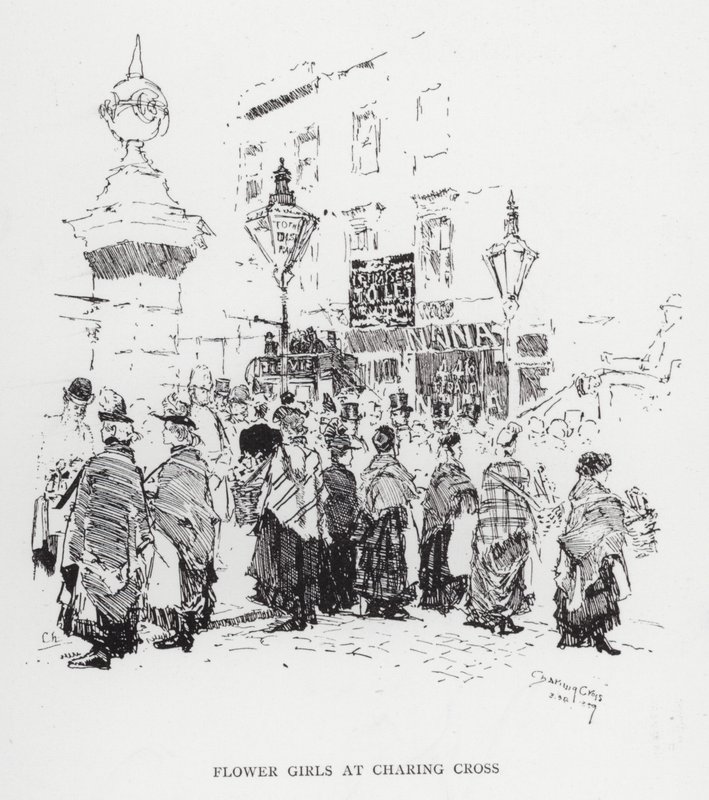 Niñas de las Flores en Charing Cross de Joseph (after) Pennell