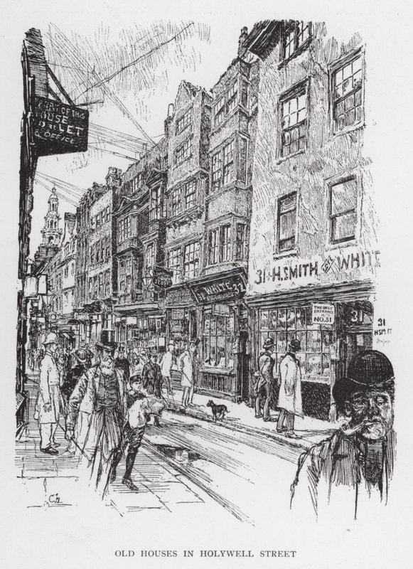 Casas Antiguas en Holywell Street de Joseph (after) Pennell