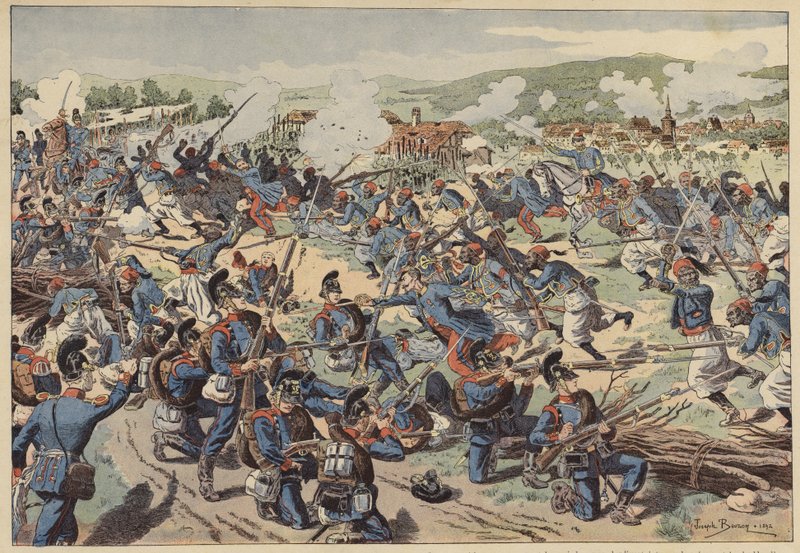 Batalla de Wissembourg, Guerra Franco-Prusiana, 4 de agosto de 1870 de Joseph Charles (after) Beuzon