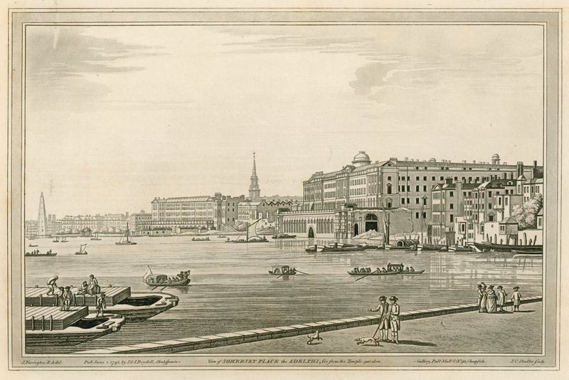 Vista de Somerset Place, el Adelphi, etc desde el Temple Garden de Joseph Farington