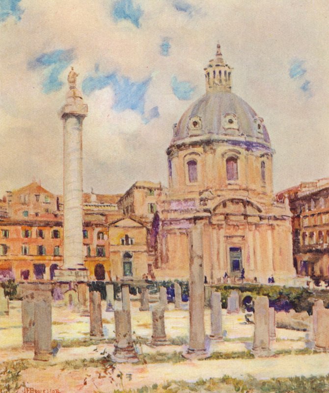 Roma: Foro de Trajano (litografía en color) de Joseph Felix Bouchor