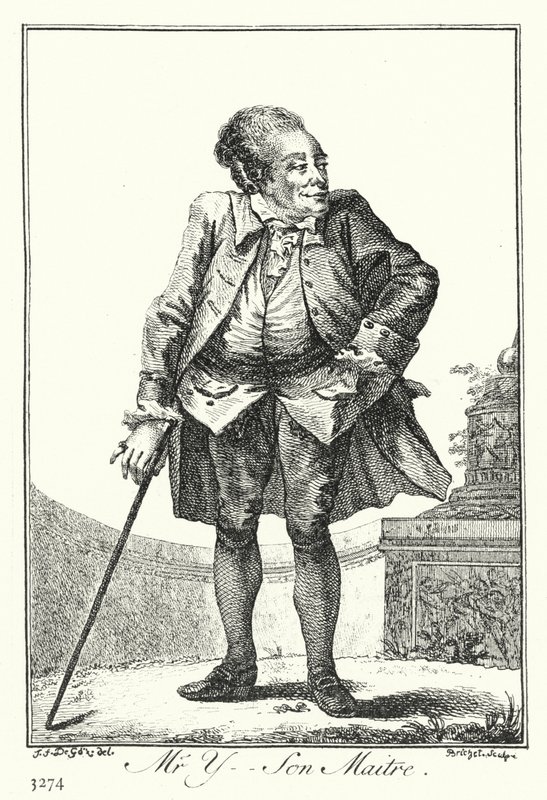 El señor Y, su maestro (grabado) de Joseph Franz von (after) Goez