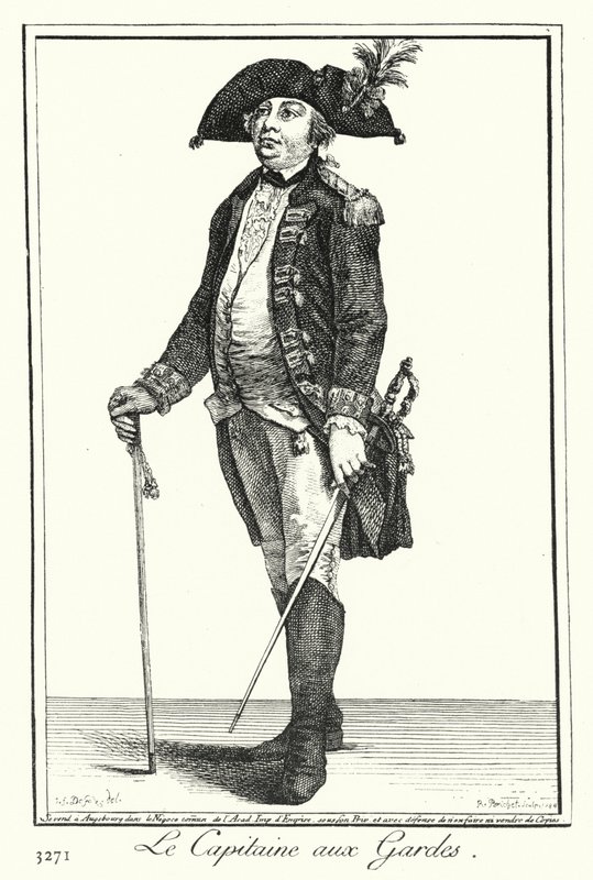 El capitán de la guardia (grabado) de Joseph Franz von (after) Goez