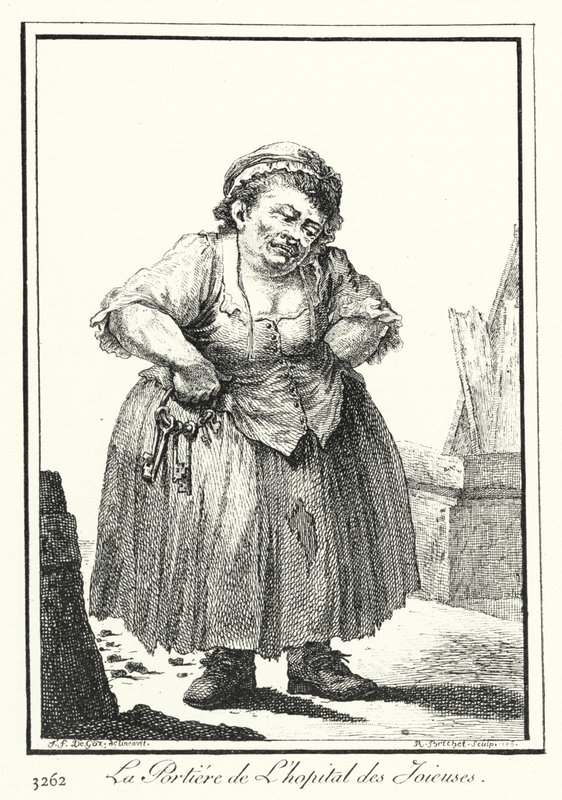 El portero del Hospital des Joieuses (grabado) de Joseph Franz von (after) Goez
