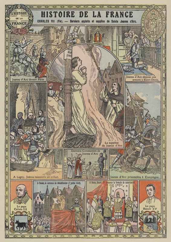 Los últimos hechos y la ejecución de Juana de Arco (litografía en color) de Joseph Girard