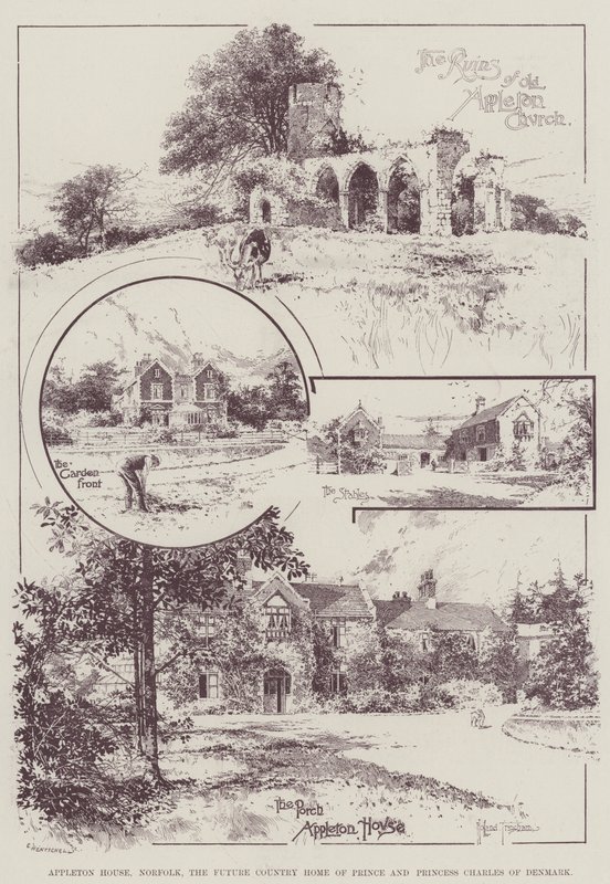Casa Appleton, Norfolk, el futuro hogar de campo del Príncipe y la Princesa Carlos de Dinamarca de Joseph Holland Tringham