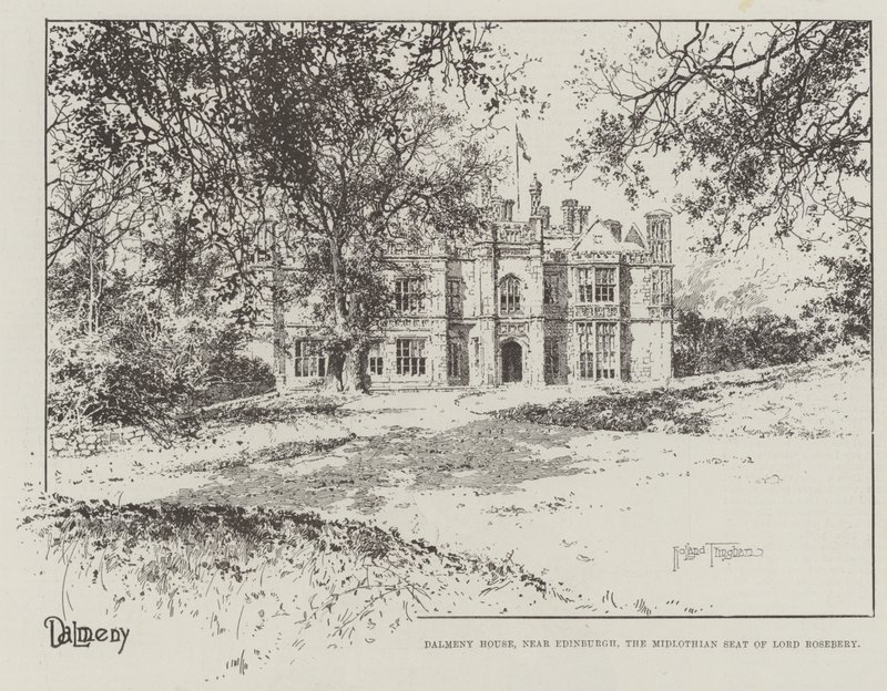 Casa Dalmeny, cerca de Edimburgo, la sede de Midlothian de Lord Rosebery de Joseph Holland Tringham
