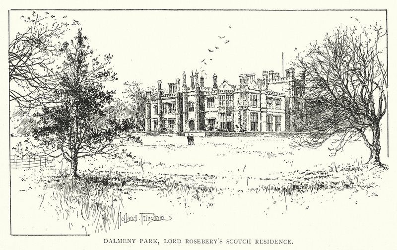 Dalmeny Park, Residencia escocesa de Lord Rosebery (litografía) de Joseph Holland Tringham