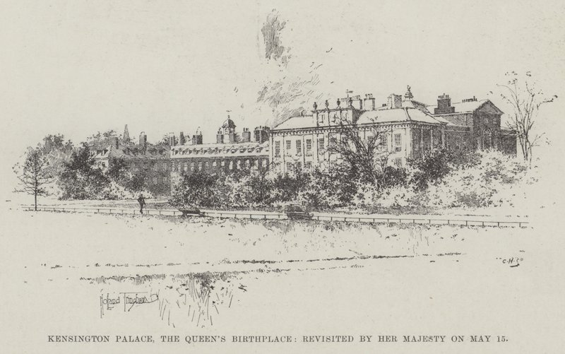 Palacio de Kensington, Lugar de Nacimiento de la Reina, revisitado por Su Majestad el 15 de Mayo de Joseph Holland Tringham