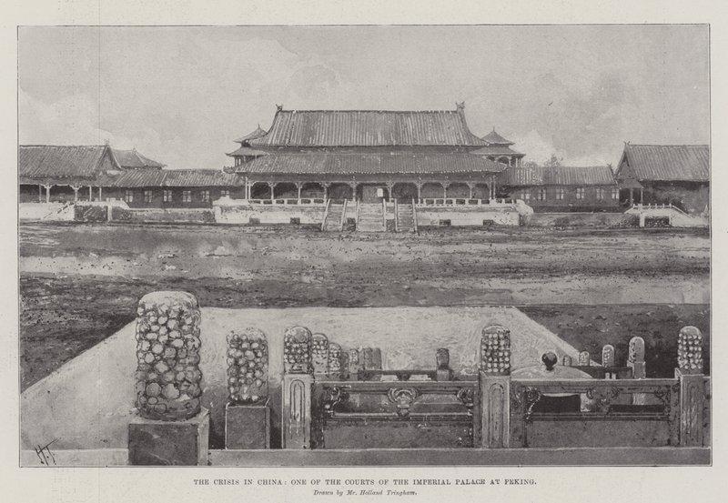 La crisis en China, uno de los patios del Palacio Imperial en Pekín de Joseph Holland Tringham