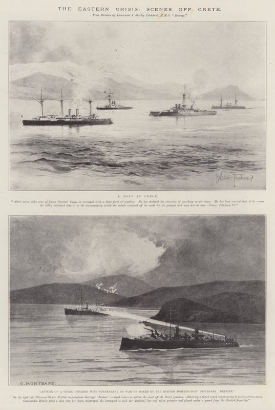 La crisis oriental, escenas frente a Creta de Joseph Holland Tringham