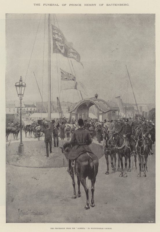 El funeral del príncipe Enrique de Battenberg, la procesión desde Alberta hasta la iglesia de Whippingham de Joseph Holland Tringham