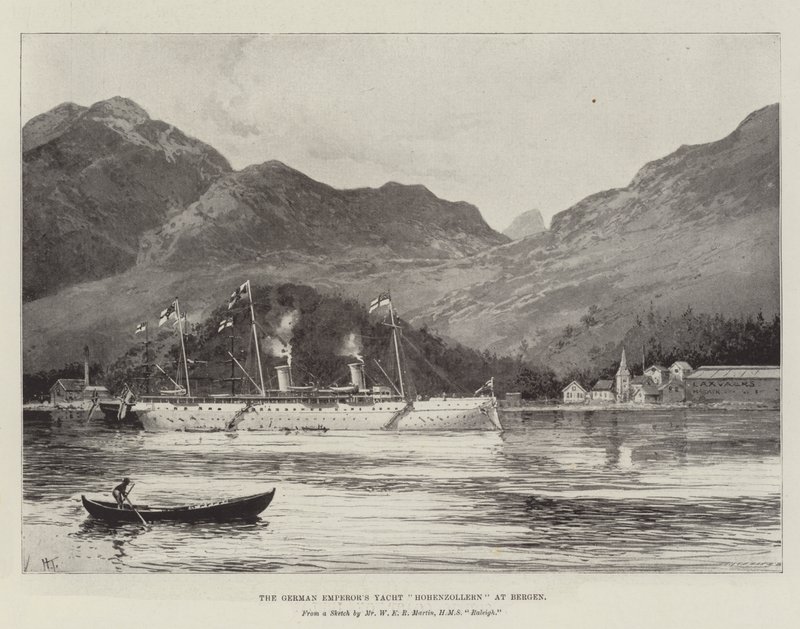 El yate del emperador alemán Hohenzollern en Bergen de Joseph Holland Tringham