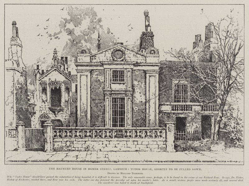La casa encantada en Homer Street, Lambeth, Casa Tudor, pronto a ser demolida de Joseph Holland Tringham