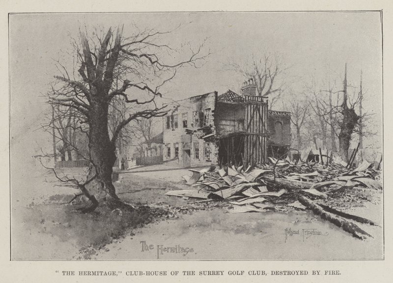El Hermitage, Casa Club del Surrey Golf Club, destruida por el Fuego de Joseph Holland Tringham