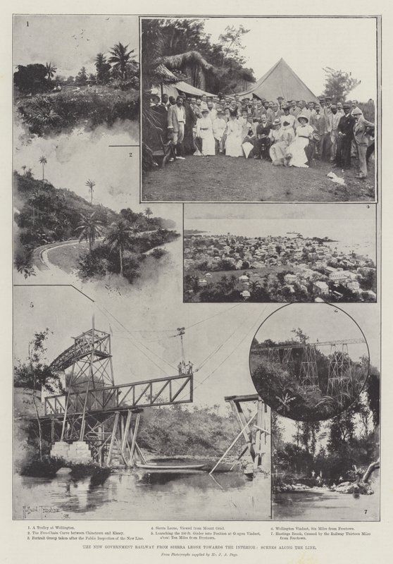 El nuevo ferrocarril del gobierno desde Sierra Leona hacia el interior, escenas a lo largo de la línea de Joseph Holland Tringham