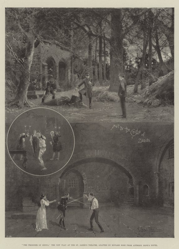 El prisionero de Zenda, la nueva obra en el Teatro St James, adaptada por Edward Rose de la novela de Anthony Hope de Joseph Holland Tringham