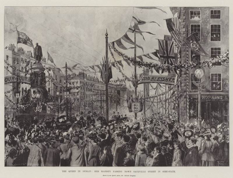 La Reina en Dublín, Su Majestad pasando por la calle Sackville en semi-estado de Joseph Holland Tringham