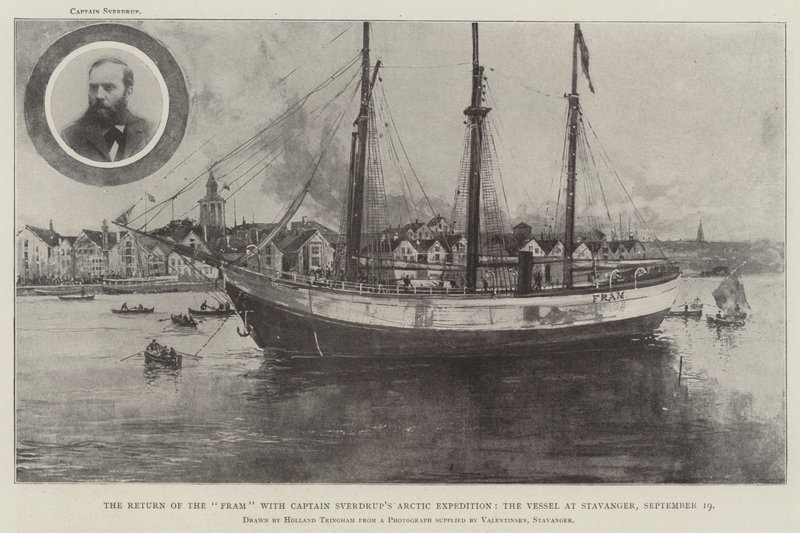 El regreso del Fram con la expedición ártica del Capitán Sverdrup, el barco en Stavanger, 19 de septiembre de Joseph Holland Tringham