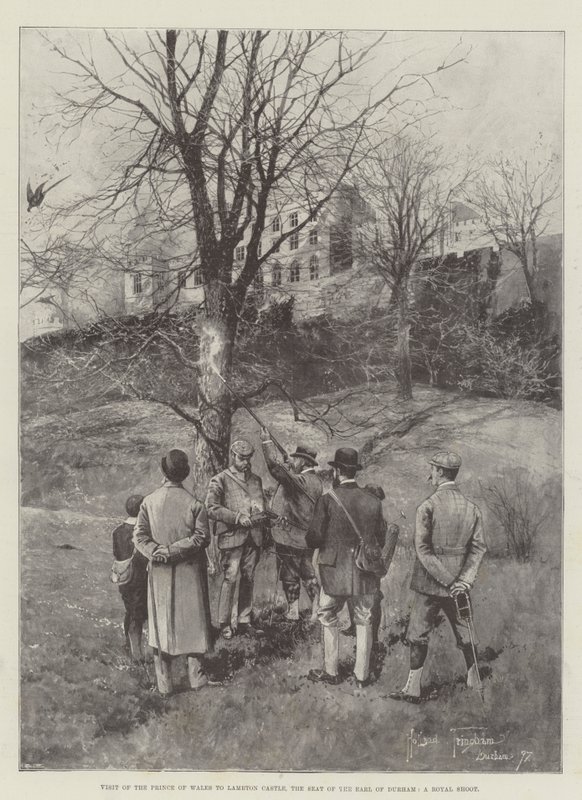 Visita del Príncipe de Gales al Castillo de Lambton, la residencia del Conde de Durham, una cacería real de Joseph Holland Tringham
