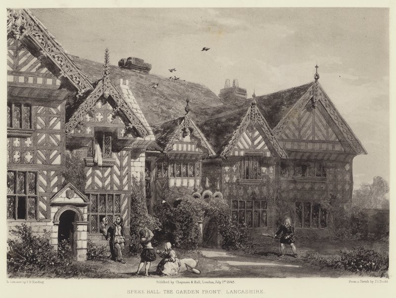 Speke Hall, La Fachada del Jardín, Lancashire de Joseph Josiah Dodd