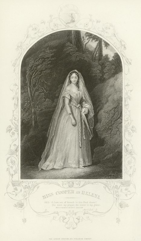 Miss Cooper como Helena, Sueño de una Noche de Verano, Acto II, escena iii de Joseph Kenny Meadows