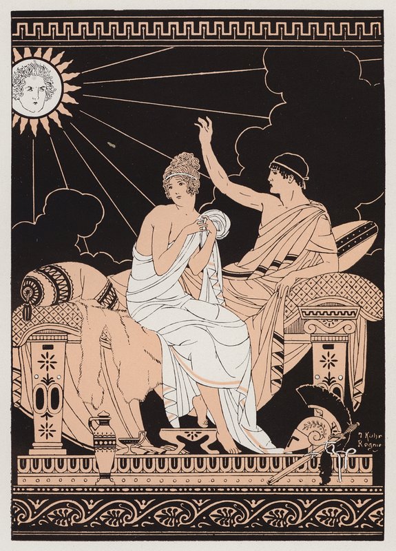Afrodita y Eros (litografía en color) de Joseph Kuhn Regnier