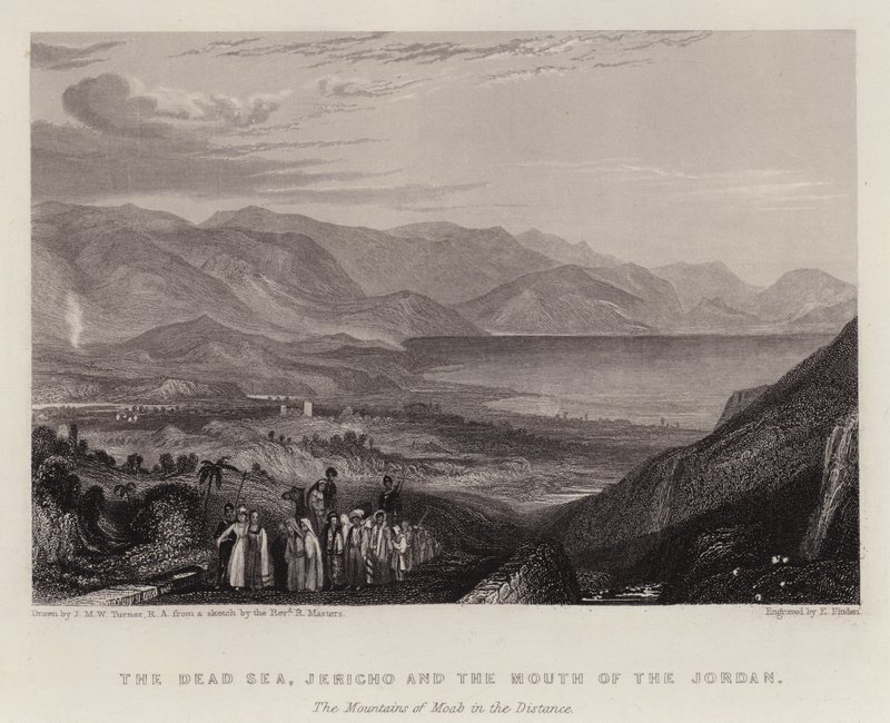 El Mar Muerto, Jericó y la Boca del Jordán, las Montañas de Moab en la Distancia de Joseph Mallord William (after) Turner