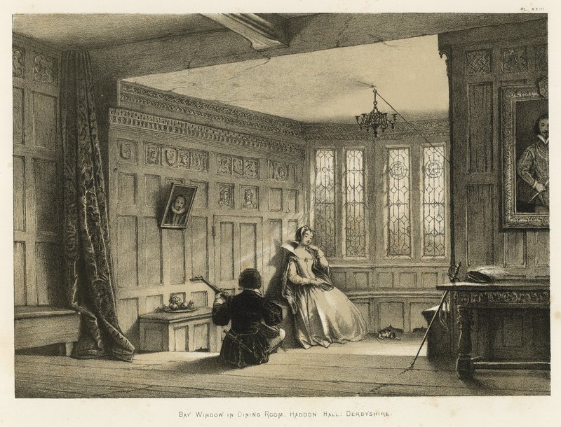 Ventana de bahía en el comedor, Haddon Hall, Derbyshire de Joseph Nash