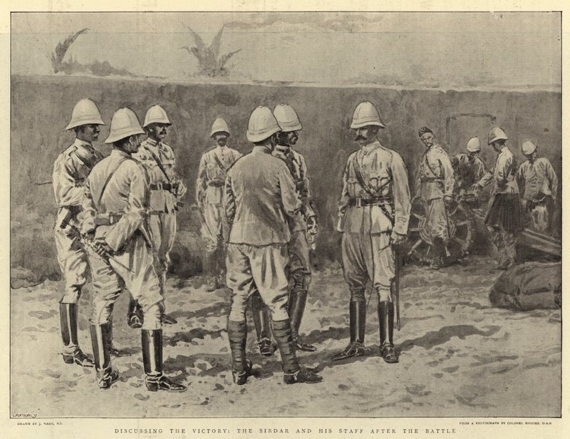 Discutiendo la victoria, el Sirdar y su estado mayor después de la batalla de Joseph Nash