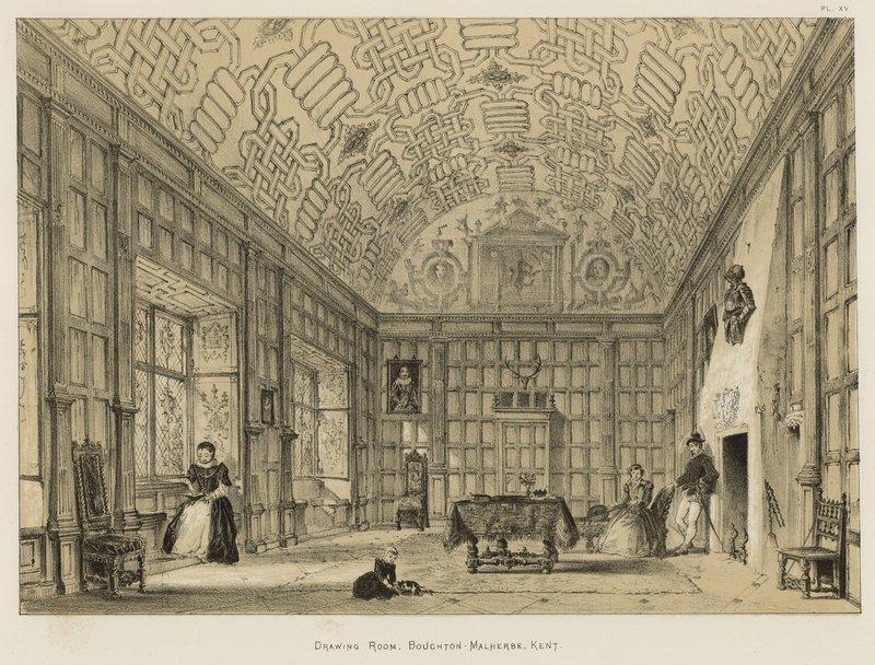 Sala de dibujo, Boughton-Malherbe, Kent de Joseph Nash