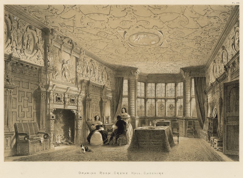 Sala de Estar, Crewe Hall, Cheshire de Joseph Nash