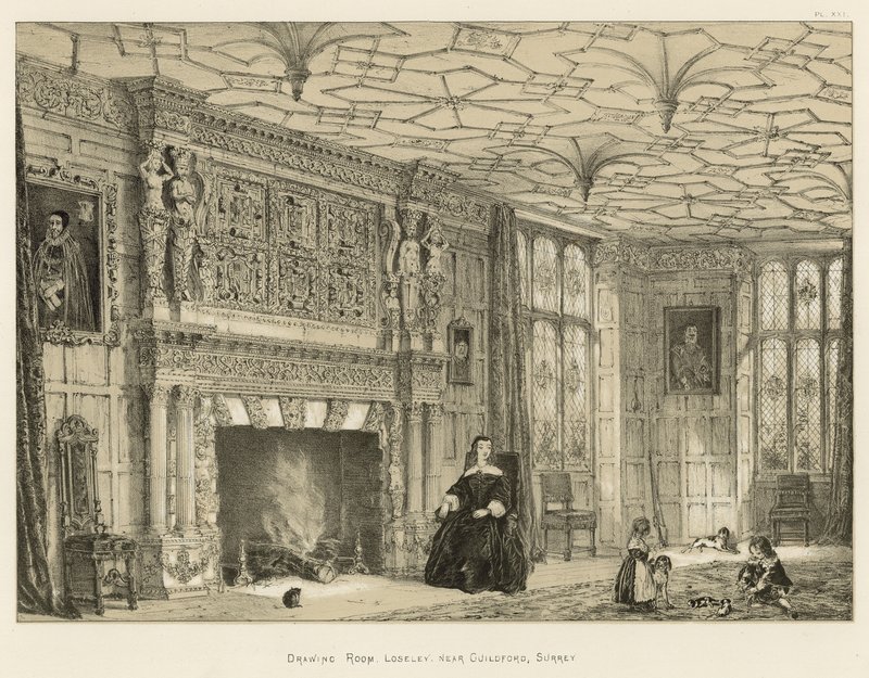 Sala de estar, Loseley, cerca de Guildford, Surrey de Joseph Nash