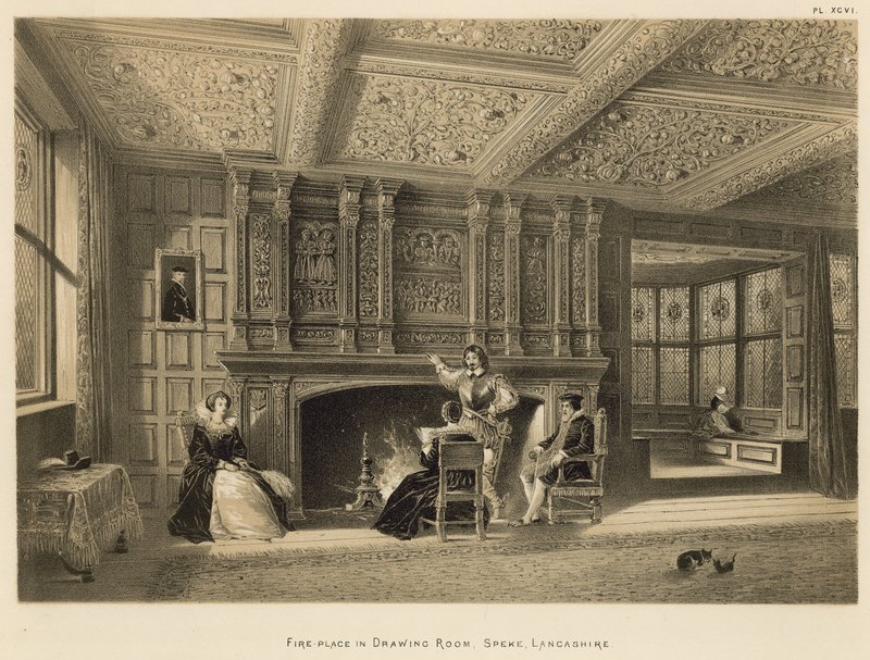 Chimenea en la sala de dibujo, Speke, Lancashire de Joseph Nash
