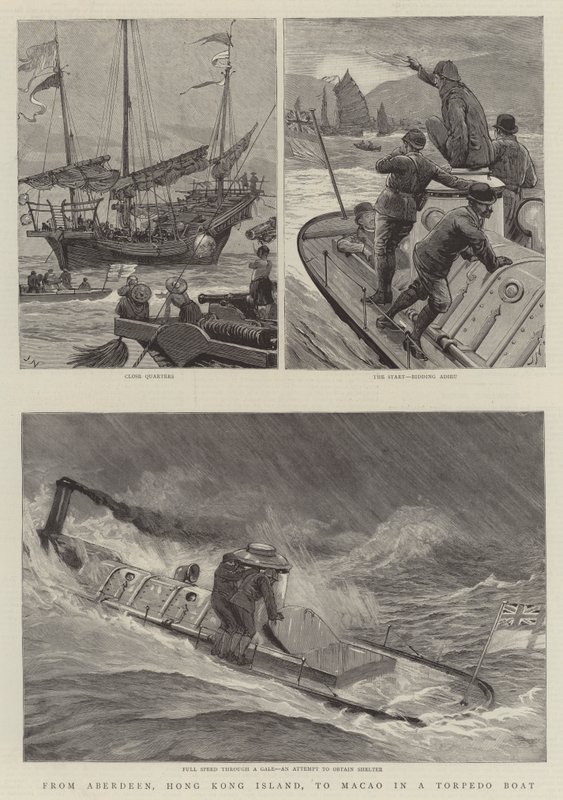 De Aberdeen, Isla de Hong Kong, a Macao en un Torpedero de Joseph Nash