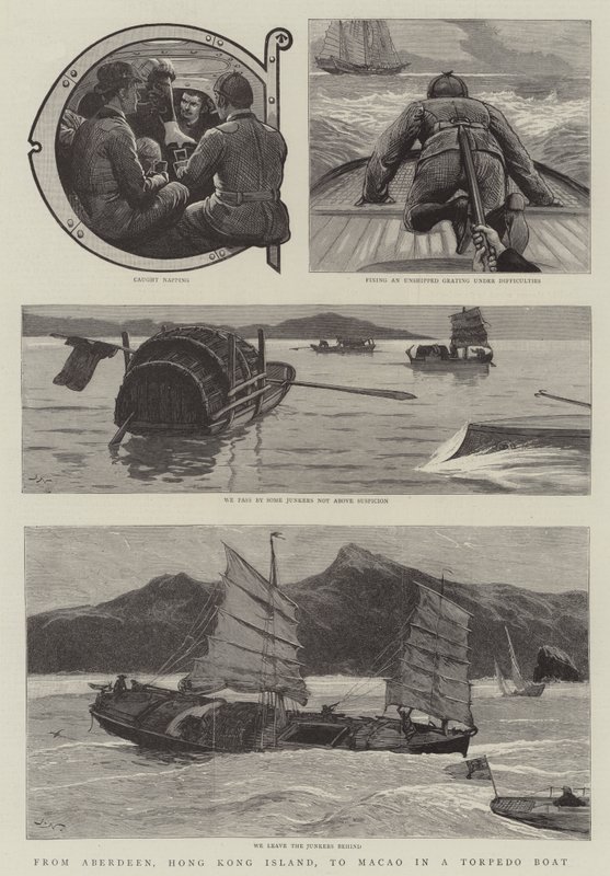 De Aberdeen, Isla de Hong Kong, a Macao en un Torpedero de Joseph Nash