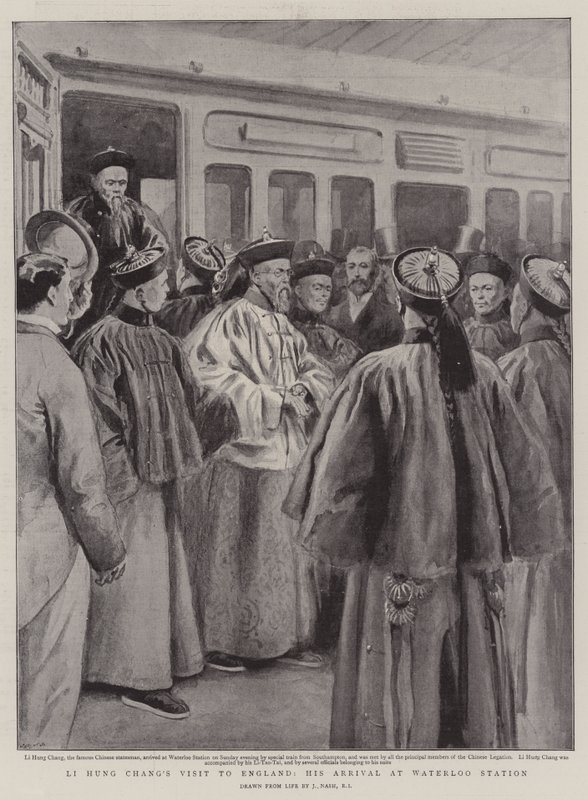 Visita de Li Hung Chang a Inglaterra, su llegada a la estación de Waterloo de Joseph Nash