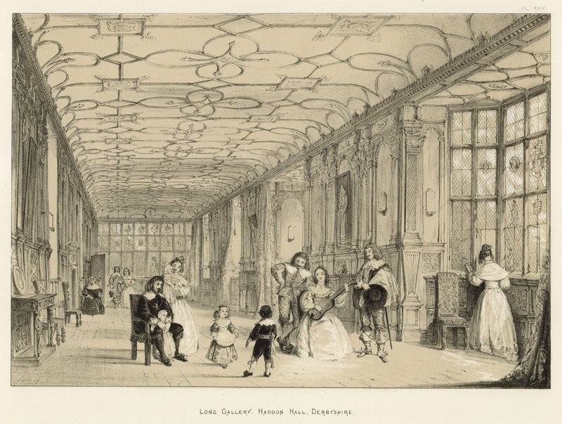 Galería Larga, Haddon Hall, Derbyshire de Joseph Nash