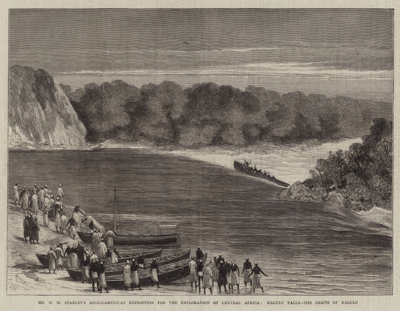 La Expedición Anglo-Americana de Mr H M Stanley para la Exploración de África Central, Cataratas Kalulu, la Muerte de Kalulu de Joseph Nash