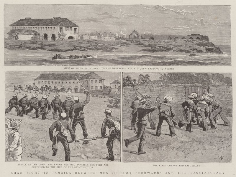 Simulacro de Combate en Jamaica entre Hombres del HMS Forward y la Policía de Joseph Nash