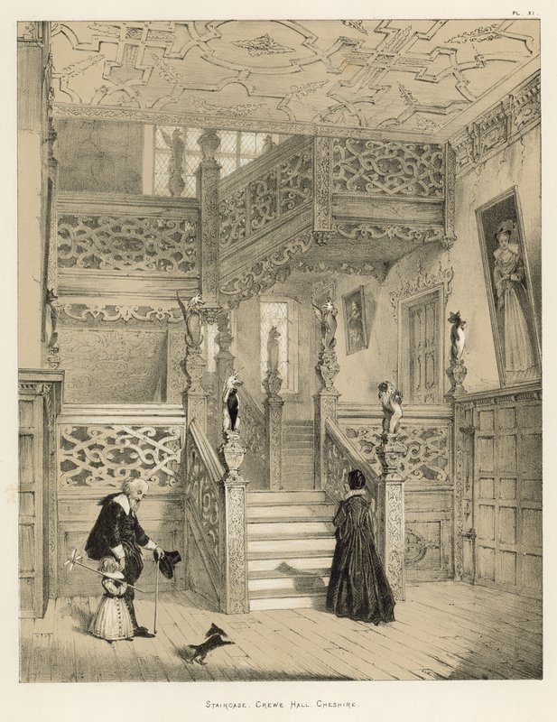 Escalera, Crewe Hall, Cheshire de Joseph Nash