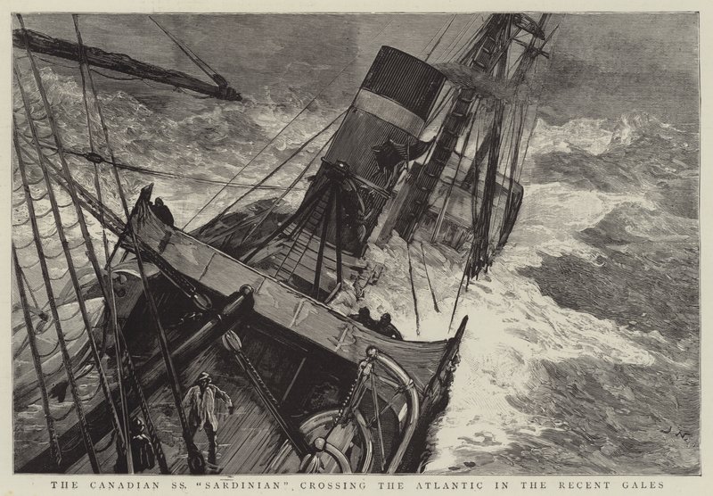 El SS Sardinian canadiense cruzando el Atlántico en los recientes temporales de Joseph Nash